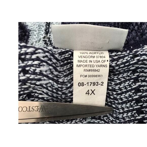 Catherines Sweater Size 4X Blue Striped Sleeveless Open Front Cardigan Kimono - Picture 8 of 12